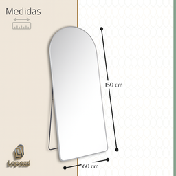 Espelho Grande Oval com Base Reta Moldura Prata Corpo Inteiro 150x60cm Decorativo Quarto Sala Closet - 2
