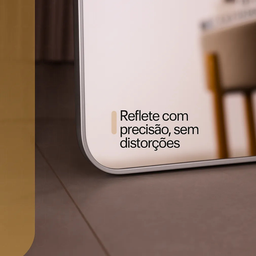 Espelho Grande Oval com Base Reta Moldura Prata Corpo Inteiro 150x60cm Decorativo Quarto Sala Closet - 9