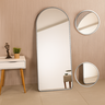 Espelho Grande Oval com Base Reta Moldura Prata Corpo Inteiro 150x60cm Decorativo Quarto Sala Closet - 5