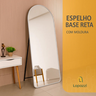 Espelho Grande Oval com Base Reta Moldura Prata Corpo Inteiro 150x60cm Decorativo Quarto Sala Closet - 6