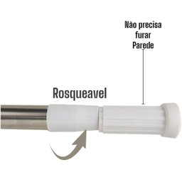 Varão Haste Extensível Extensor Varao de 70 Cm até 120 Cm - Multiuso - Box de Banheiro - Cortina Ban - 3