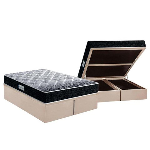 Cama Box Baú Queen: Colchão Espuma D33 Probel / EP Firmepedic ProDormir Advanced Tech1500 Double Fac