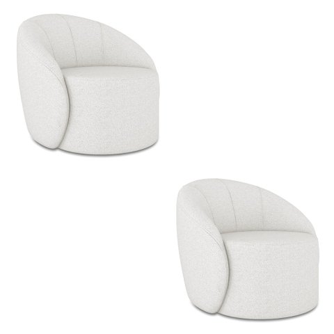 Poltrona Decorativa Orgânica Giratória Kit 2 Lua Linho Cinza D03 - D’Rossi
