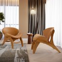 Ver imagem 2 de Kit 2 Poltronas Decorativa Orgânica Sala Living Kadosh L02 Couríssimo Canela - Lyam Decor
