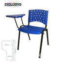 Ver imagem 3 de Cadeira Universitária Plástica Azul 10 Unidades Prancheta Plástica - Ultra Móveis
