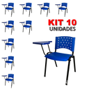 Ver imagem 2 de Cadeira Universitária Plástica Azul 10 Unidades Prancheta Plástica - Ultra Móveis