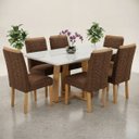Ver imagem 2 de Conjunto Mesa 6 Cadeiras Hamburgo com Pegador Plus – Mesa de Jantar Moderna para Sala e Cozinha:Marr