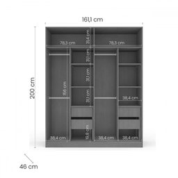 Guarda-roupa Casal Lisboa 4 Portas 4 Gavetas Branco/azul - Politorno - 4