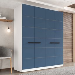 Guarda-roupa Casal Lisboa 4 Portas 4 Gavetas Branco/azul - Politorno - 1