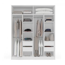 Guarda-roupa Casal Lisboa 4 Portas 4 Gavetas Branco/azul - Politorno - 3
