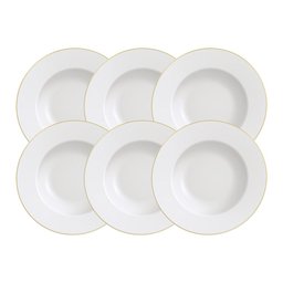 Jogo de Pratos Rasos Tramontina Elisa 6 Peças 28cm em Porcelana com Filete de Ouro - 3