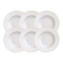 Ver imagem 3 de Jogo de Pratos Rasos Tramontina Elisa 6 Peças 28cm em Porcelana com Filete de Ouro