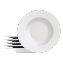 Jogo de Pratos Rasos Tramontina Elisa 6 Peças 28cm em Porcelana com Filete de Ouro - 1