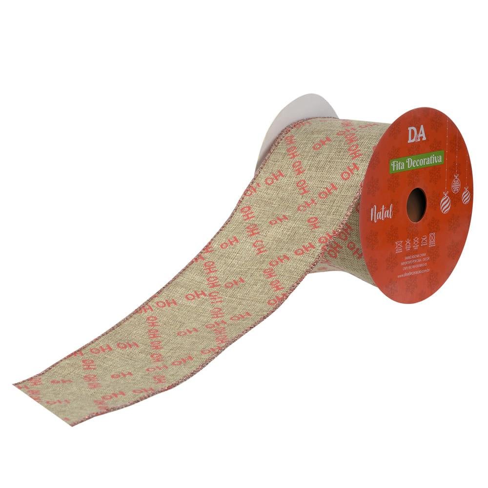 Fita Aramada Linho C/costura (bege Vermelho) 6,3cmx9,14m - 1