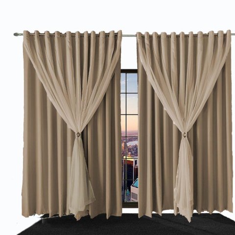 Cortina Sala e Quarto 6,50x2,30 Tecido Blackout Ana Bege