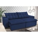 Ver imagem 1 de Sofá Retrátil e Reclinavel Oklahoma 2,62m com Molas e Pillow no Assento Tecido Suede Azul
