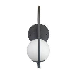 Arandela Parede Online Preta Globo de Vidro Branco - 6