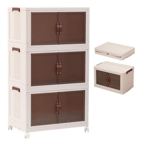 Armario Organizador Dobravel 3 Andares Empilhavel Organizaçao Objetos Roupa Multiuso Quarto Casa Lav