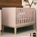 Ver imagem 2 de Berço Mini Cama Classic Rosa Fosco Pés Madeira Natural com Colchão D18 - Reller Móveis