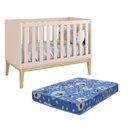 Ver imagem 1 de Berço Mini Cama Classic Rosa Fosco Pés Madeira Natural com Colchão D18 - Reller Móveis