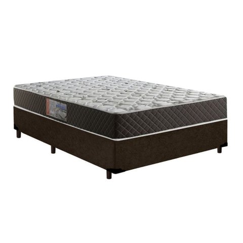 Cama Box Casal Colchão Mola Bonnel Belos Sonhos + Box Suede 60x138x188:marrom