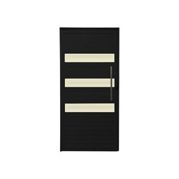 Porta Lambril 3 Vidros e 210x100 com Puxador e Rolete Preto - 1