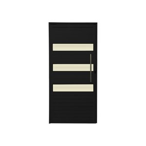 Porta Lambril 3 Vidros e 210x100 com Puxador e Rolete Preto