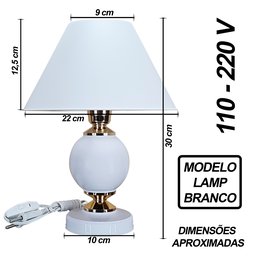 Abajur Moderno Decoração Quarto Sala Luminária Lâmpada White Branco - 4