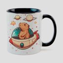Ver imagem 1 de Caneca Branca com Interna Preta Y5 Capivara Bebe Infantil Foguete Espaço 2