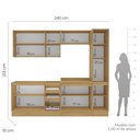 Ver imagem 3 de Cozinha com Rodapé 5 Peças Paneleiro Aéreo 3 Portas Balcão 120 Balcão 80 e Basculante Campanele Bege/Nogueira/Off White