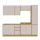 Ver imagem 2 de Cozinha com Rodapé 5 Peças Paneleiro Aéreo 3 Portas Balcão 120 Balcão 80 e Basculante Campanele Bege/Nogueira/Off White