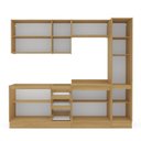 Ver imagem 4 de Cozinha com Rodapé 5 Peças Paneleiro Aéreo 3 Portas Balcão 120 Balcão 80 e Basculante Campanele Bege/Nogueira/Off White