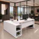 Ver imagem 2 de Mesa de Escritório Pedestal Presidente em L 190x160cm Executiva Tampo 30mm Armário Lateral 3 Gavetas