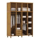 Ver imagem 2 de Guarda-roupa Grécia Casal Mel com Espelho 8 Portas 3 Gavetas e Maleiro Madeira Maciça de Pinus - Cav