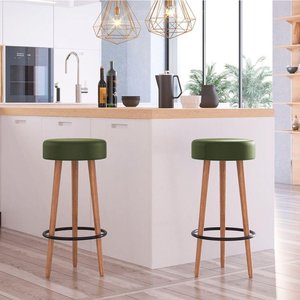 Kit 2 Banquetas Altas Estofadas Roma 70cm Verde - Adz