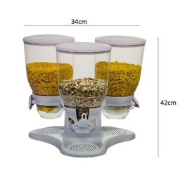 Dispenser de Cereais Triplo Giratório – Porta Mantimentos e Alimentos, Grãos, com 3 Potes, Ideal Par - 6
