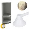 Chuveiro Ducha Fria Redondo 9cm Branco + Suporte de Canto Porta Shampoo Cinza + Veda Rosca - 3