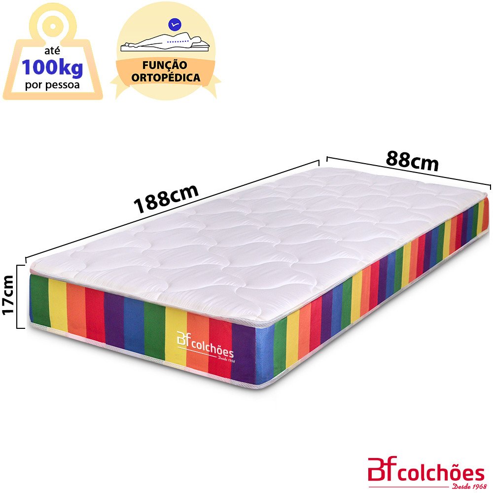 Colchão Solteiro BF D33 A Vácuo Ortopédico Espuma Certificada 88x188x17cm  - 2