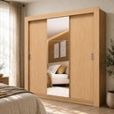 Ver imagem 2 de Guarda-Roupa Casal Multimóveis Barcelona 3 Portas de Correr com Espelho CR35402 - Madeirado