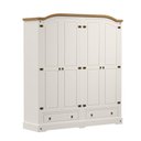 Ver imagem 2 de Guarda-Roupa de Casal 4 Portas e 2 Gavetas em Madeira Maciça e MDF Smile Creme/Carvalho – Straub Web