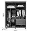 Ver imagem 4 de Guarda-roupa Solteiro Lille 4 Portas 3 Gavetas Cinamomo - Pnr Móveis