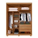 Ver imagem 3 de Guarda-roupa Solteiro Lille 4 Portas 3 Gavetas Cinamomo - Pnr Móveis