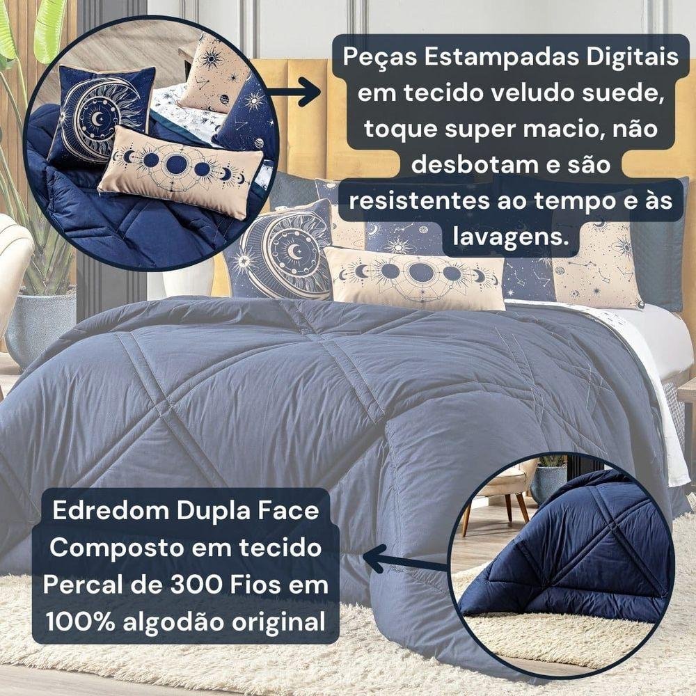 Edredom Constelações Azul Marinho com Almofadas Casal 07 Peças 300 Fios 100% Algodão Original - 5