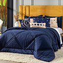 Ver imagem 1 de Edredom Constelações Azul Marinho com Almofadas Casal 07 Peças 300 Fios 100% Algodão Original