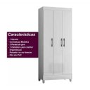 Ver imagem 4 de Guarda Roupa Solteiro 3 Portas 1 Gaveta Lyon - Branco Moval