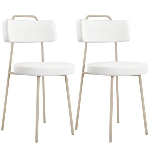 Kit 02 Cadeiras Decorativas Estofada Sala Jantar Barcelona Arena L02 Facto Branco - Lyam