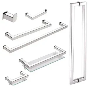 Kit de Acessórios para Banheiro com 7 Peças em Aço Inox Polido Linha Larissa