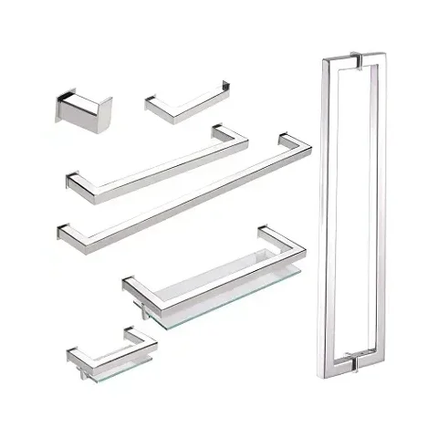 Kit de Acessórios para Banheiro com 7 Peças em Aço Inox Polido Linha Larissa