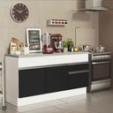 Ver imagem 3 de Balcão de Pia Armário de Cozinha 150 cm 2 Portas e 2 Gavetas (Com Tampo) Branco/Preto Glamy Madesa