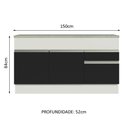Ver imagem 4 de Balcão de Pia Armário de Cozinha 150 cm 2 Portas e 2 Gavetas (Com Tampo) Branco/Preto Glamy Madesa